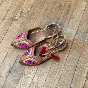 Indian Flats Boho Pink with wrap ankle
